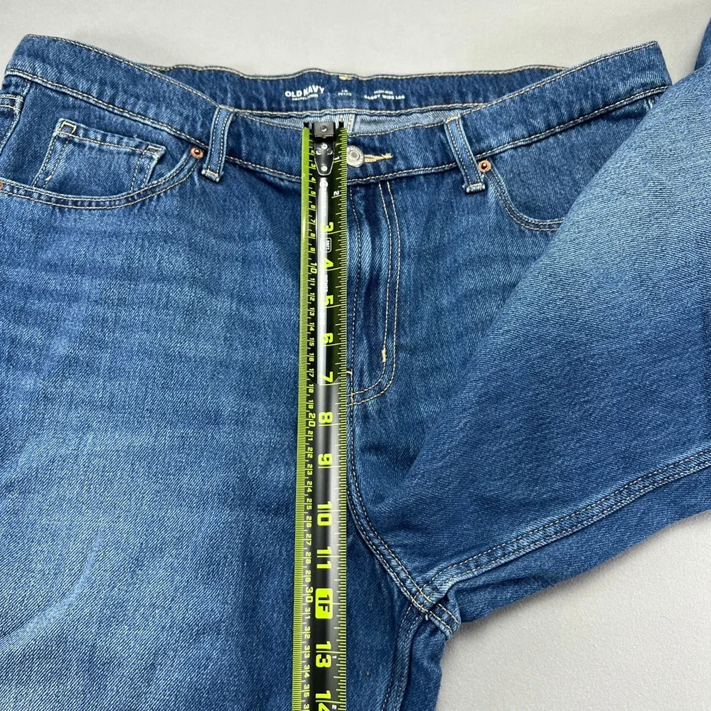 Old Navy Baggy Jeans Women 16 Petite Blue Drapey Denim Cotton Wide Leg High Rise